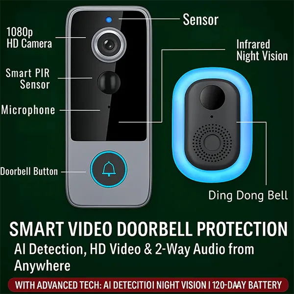 OliCam KZ Doorbell Cameras Without Subscription US46