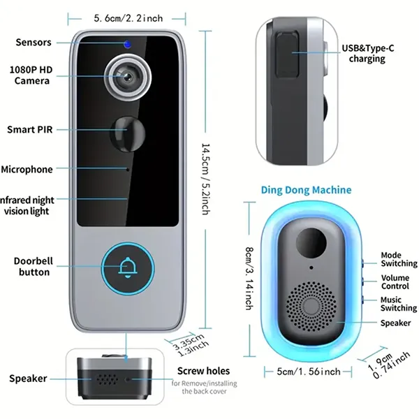 OliCam KZ Doorbell Cameras Without Subscription US46