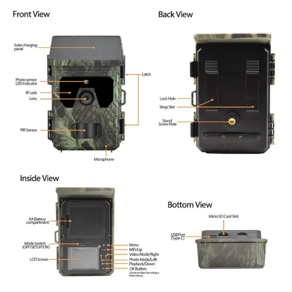 HawkyCam Solar Powered Trail Camera US04