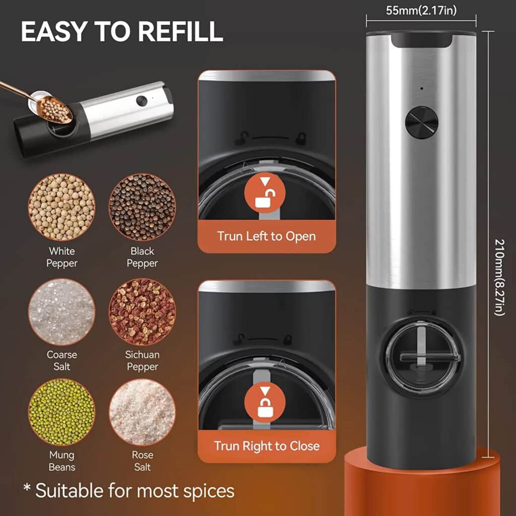 SaltNexa Electric Salt And Pepper Grinders US14